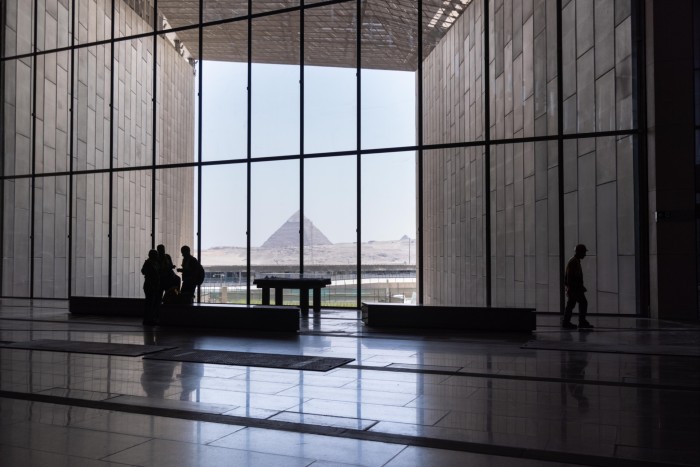The Giza pyramids seen from within the museum