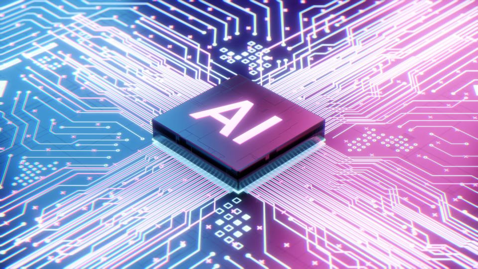 AI chip on circuit board.