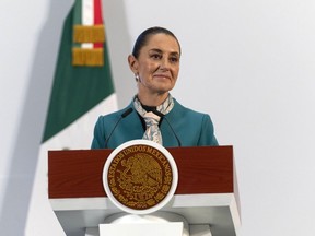 Mexican President Claudia Sheinbaum at the National Palace in Mexico City.